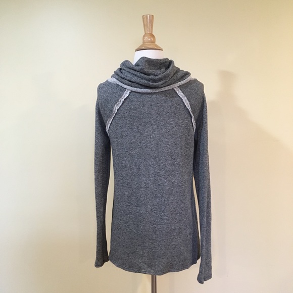 💥 CLEARANCE Gathered Funnel Cowl Neck Sweater Marled Grey - Picture 4 of 4